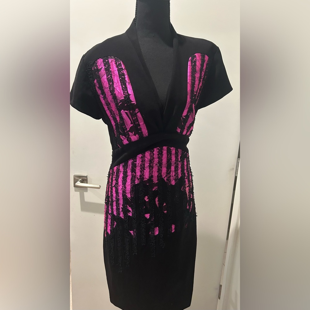Black and Pink Dress with Abstract Design